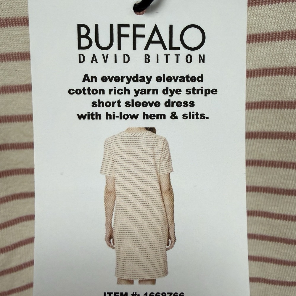 Pink Stripe Cotton Dress Buffalo David Bitton  XXL Knit Hi Low Hem Casual NWT - Picture 2 of 10